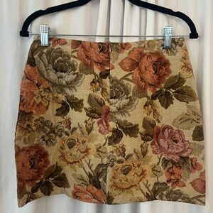 Floral Jacquard Tapestry Mini Skirt